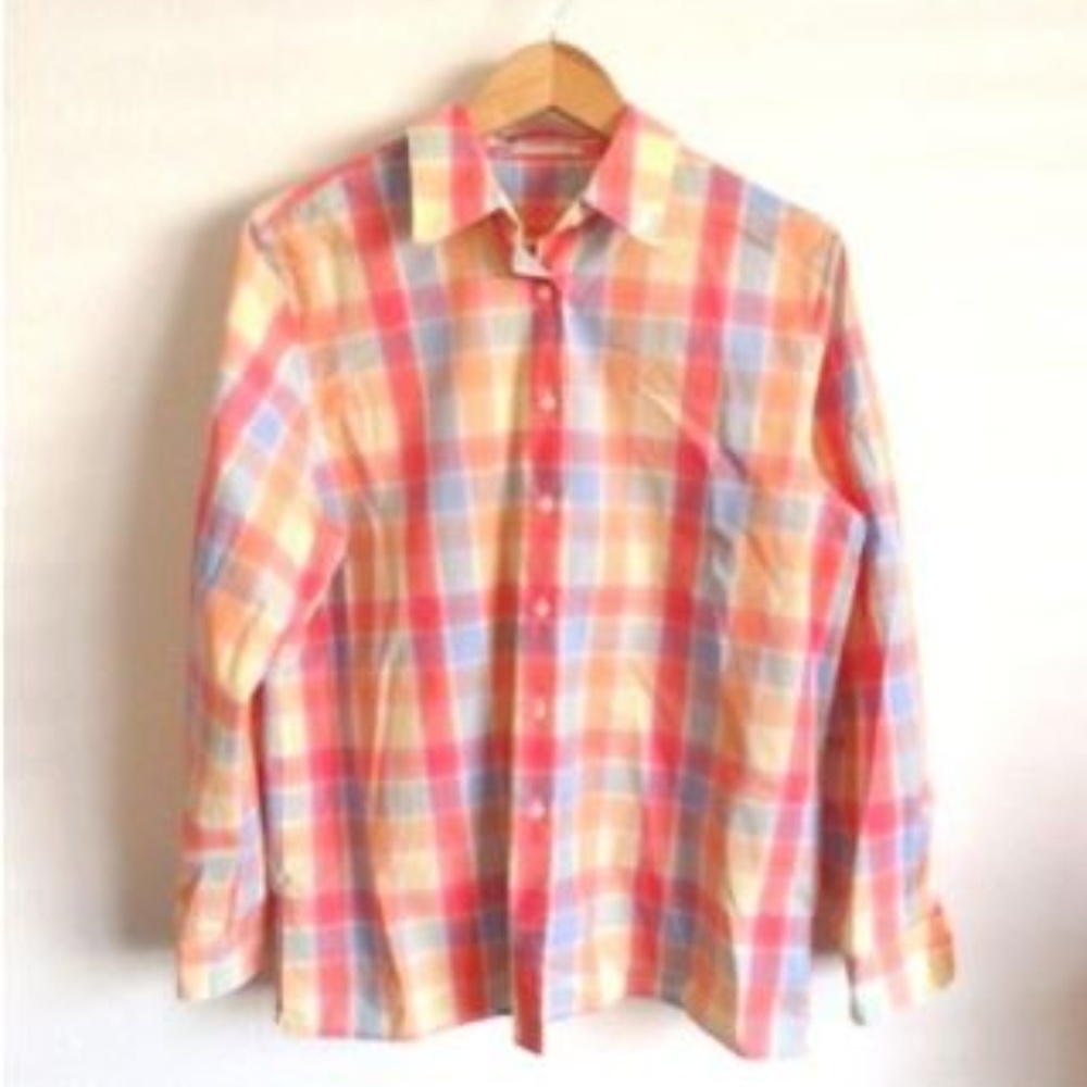 FoxCroft Pastel Plaid Button Up Long Sleeve Shirt